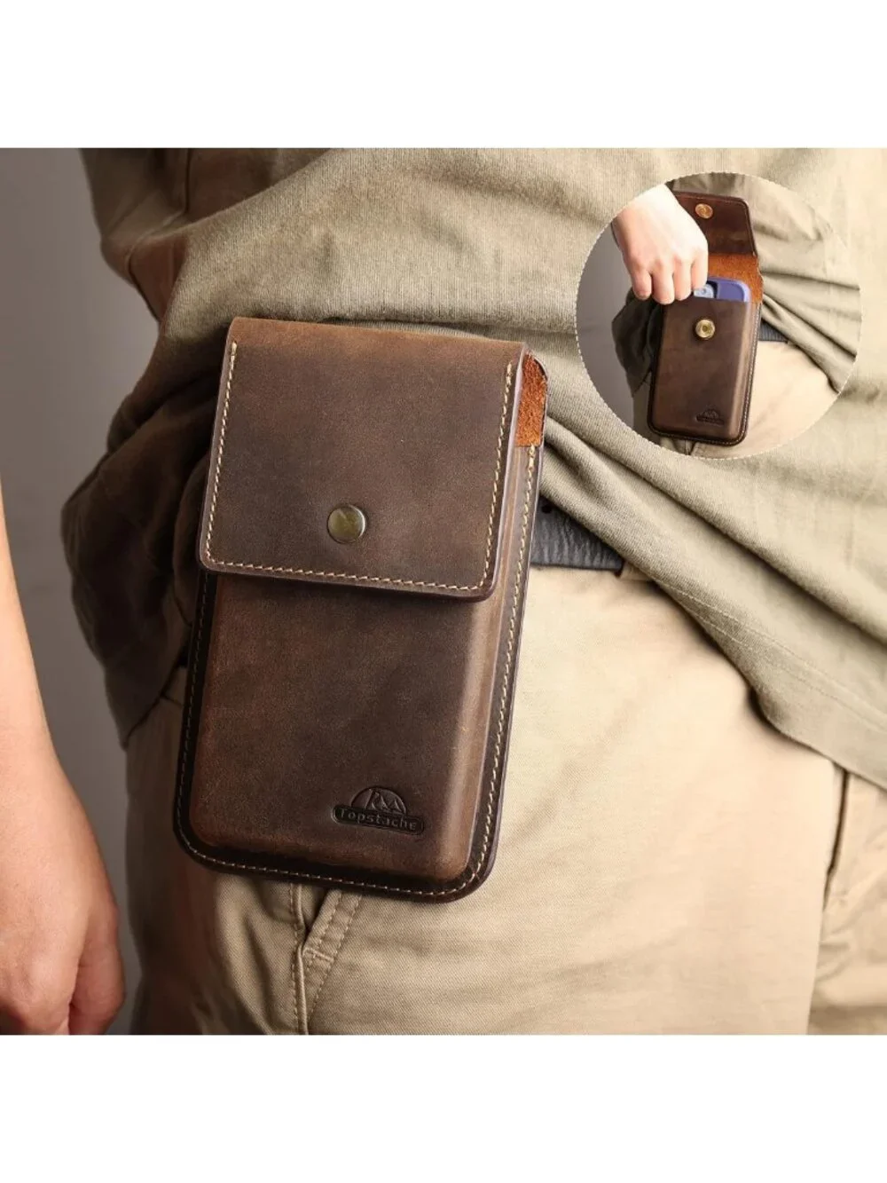 Leather Cell Phone Holster with Belt Clip - Magnetic Closure Pouch for Galaxy